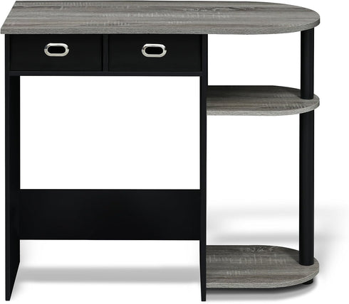 Furinno Go Green Home Laptop Computer Desk/Table with 2 Drawer Bins, French Oak Grey/Black