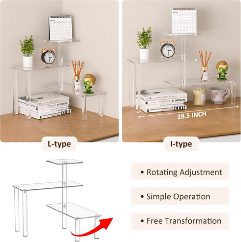 Countertop 11.8x11.8x12.4 Inch, 3 Countertop, Sezanrpt Clear Corner Organizer Shelf Tier Acrylic Bathroom Organizer