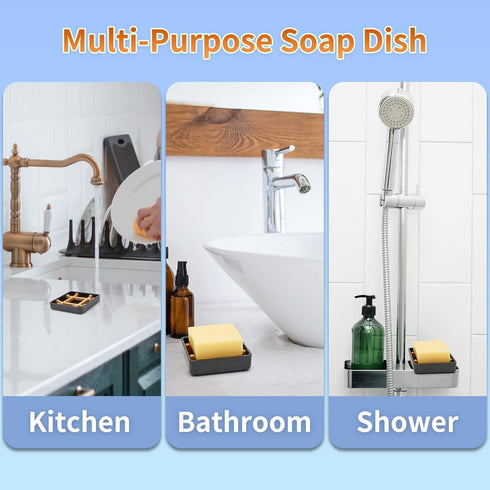 Bamboo Soap Dishes for Bar Soap Holders for Shower with Drainage for Bathroom Sink Bulk Small Wooden Soap Tray (Single
