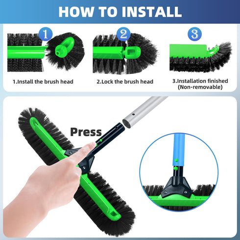 20" 12-Rows Wide Pool Brush Head, Heavy Duty Pool Scrub Brush with Soft Bristles, Inground/Above Ground Pool Brushes
