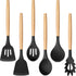 TeamFar Silicone Kitchen Utensils Set, 6 Piece Set with Wooden Handles for Non-stick Cookware