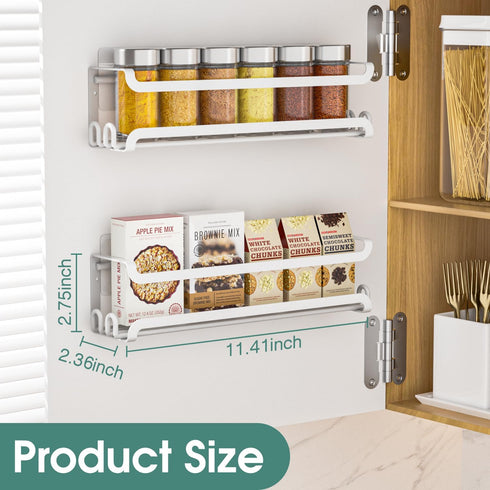 4 Pack 16 4 PACK) LUCYCAZ Wall Mounted Spice Rack with Hooks, Spice Organizer Shelf for Stove Cabinet Pantry Door,Screw