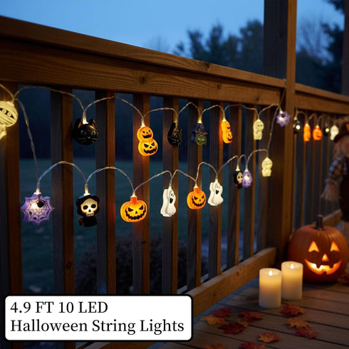 Gooyule 4.9Ft 10 2 2026 Halloween String Lights, LED Fall Fairy Lights Skull String Lights Halloween Decor Autumn Light