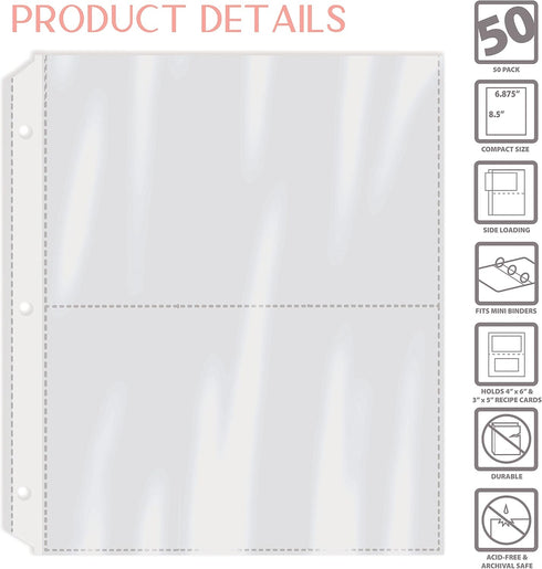Better Kitchen Products Recipe Card Page Protectors: 100 Count, 4 x 6 Inch Pockets for Recipe Organization