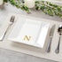 15.8 7.9 Inch 50 Luxenap X Linen-Feel Guest Towels, Lettered Hand Towels - Gold Letter 'N', Sans Serif Font, White
