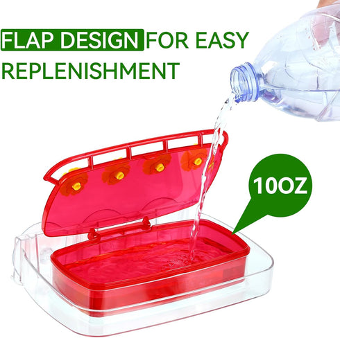 Window Hummingbird Feeder, Plastic Feeder with 3 Strong Suction Cups, Easy to Clean and Refill, Built-in Moat