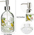 Set of 2 Flower Glass Soap Dispenser Bottles, 17oz with Plastic Pump