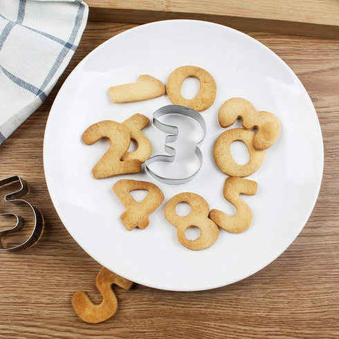 9-Piece Stainless Steel Cookie Cutter Mold Set, Small Numbers for DIY Fondant Chocolate Biscuits