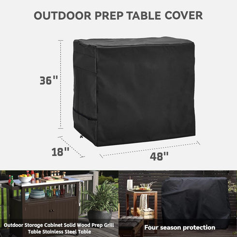 Wnanan 48 Inch Outdoor Prep Table Cover- Heavy Duty Waterproof Cover for Outdoor Wicker Bar Cart, Compatible