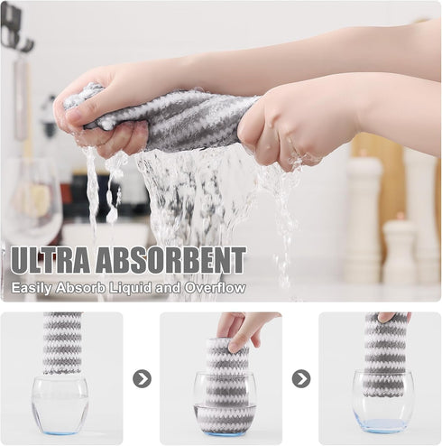 18 Pack No-lint,10 10 inches, Homaxy Kitchen Dish Cloths, Ultra Soft and Absorbent Dish Towels, Reusable Fast Drying