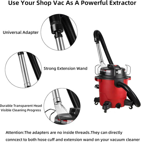 Shop Vac Extractor Attachment Tools for Upholstery and Carpet Cleaning, Fit 1-1/4", 1 3/8", 1-7/8", 2-1/2"