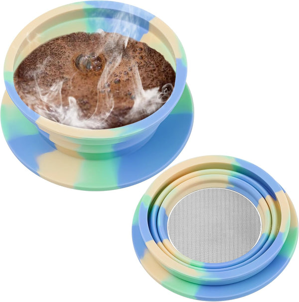 Collapsible Travel Pour Over Coffee Dripper Kit, Paperless Camping Coffee Maker with Metal Filter