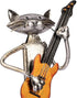 Too-arts A Playing Guitar Cat Metal Sculpture, Iron Statue Handwork Handicrafts, 3 Funny Design