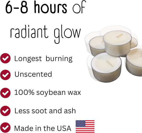 Soyworx 50 Soy Tealights by Unscented All Natural Color White Tea Light