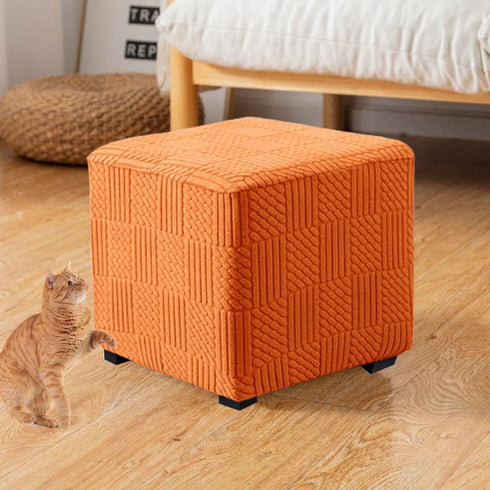 Bifaun Vogel Ottoman Square Stretch Foot Stool Slipcovers Square Foot Rest Covers Protector with Elastic Band Washable