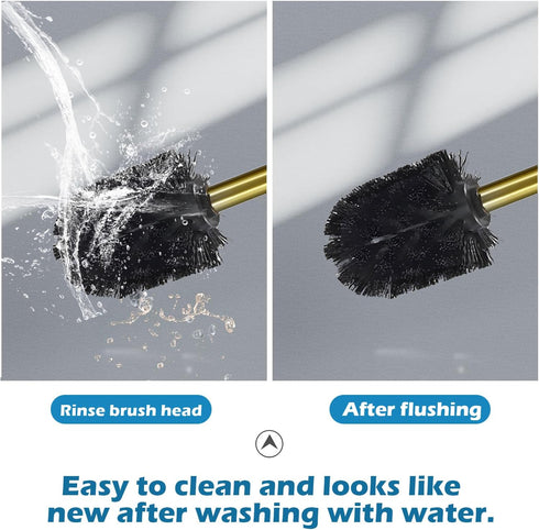 Stainless Steel Toilet Brush and Holder, Golden Toilet Cleaner Brush, Toilet Bowl Brush and Holder for Bathroom Storage