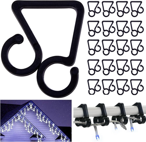 Vikdio 30 Pcs Black Gutter Hooks for Christmas Lights, Holiday Light Clips, Gutter