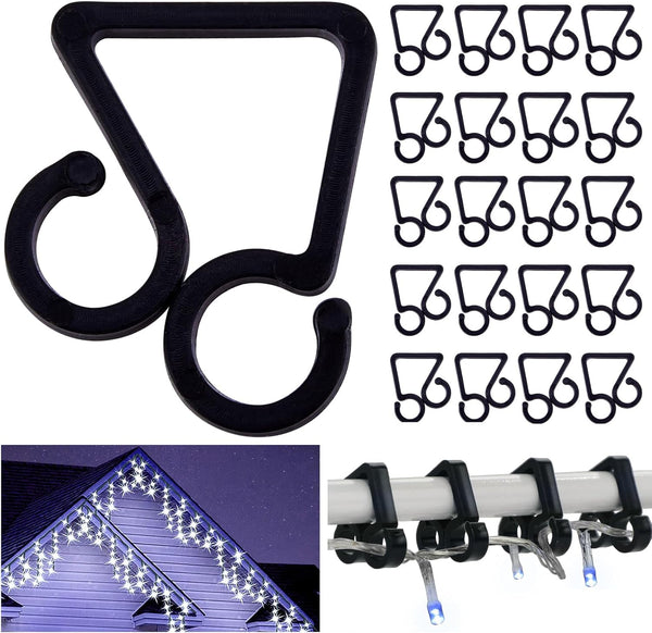 Vikdio 30 Pcs Black Gutter Hooks for Christmas Lights, Holiday Light Clips, Gutter