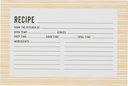 C.R. Gibson Bloom Double Sided Recipe Card Set, 4" W x 6" L, Yellow