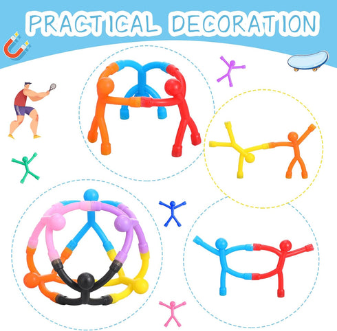 50 10 Jerify Pcs Refrigerator Magnets Colorful Magnetic Men Fidget Toys Humanoid Mini Flexible Cute Toys