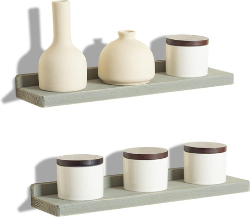 Freezing point Floating Shelves for Wall Set of 2 Natural Wood 16Inch