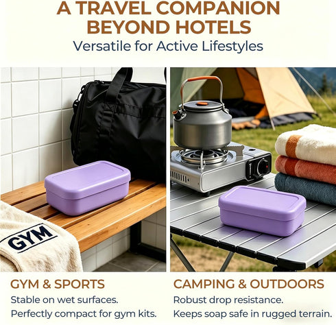 2 Sets, 1 Pack, AIMAIAIMAI Enhanced Leak Proof Travel Soap Case with Draining Pad, Silicone Shampoo Bar Travel Case