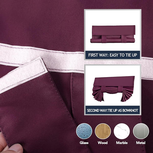 French Door Curtains for Doorways, Thermal Insulated Blackout Shades for French Doors, 2 Panels, Burgundy