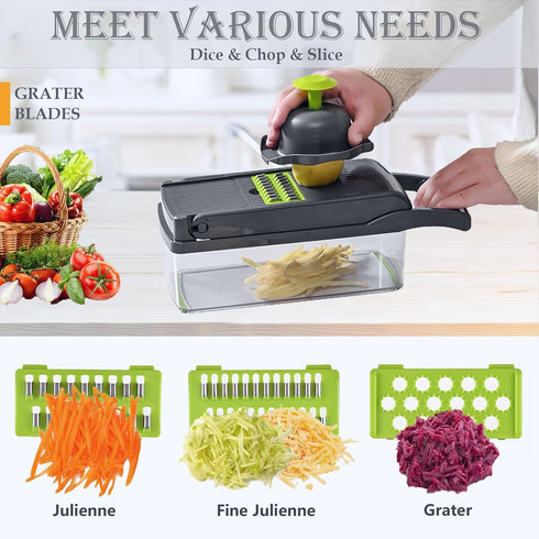 Pro-Series 16-in-1 Vegetable Chopper - Dewpeton Mandoline Slicer, Food Chopper with Container, Kitchen Essential