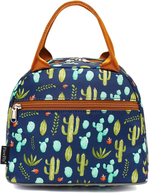 FlowFly Insulated Lunch Cooler Bag - Cactus Tote Bag Organizer for Men and Women