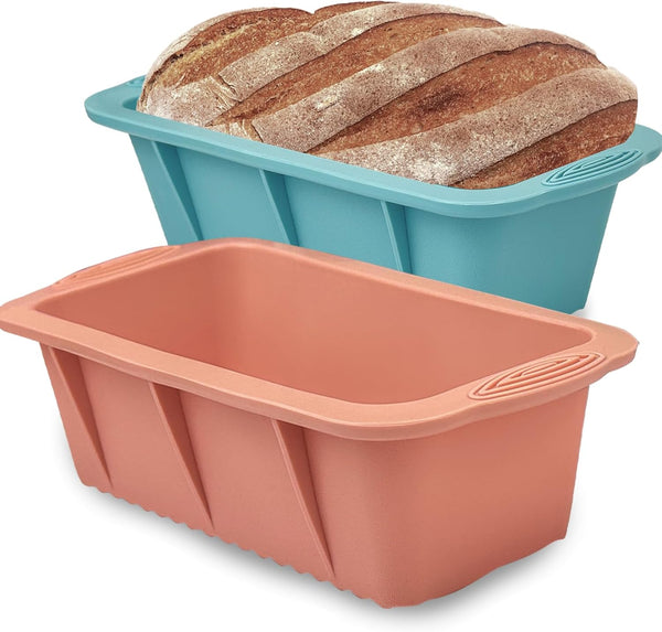 Silicone Bread Loaf Pan, 2 PCS Rectangular Non-Stick Baking Mold for Oven, Easy Release