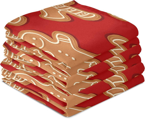ALAZA Christmas Gingerbread Cookies Decorative Kitchen Dish Towels Set of 4, Soft Absorbent Hand Towels, 18 x 28 Inch