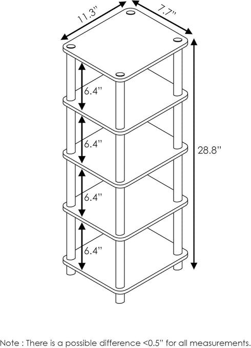 4-Bins FURINNO Turn-N-Tube System Rack, Columbia Walnut/Black/Dark Brown