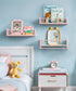 Set 3 Maxpeuvon Nursery Book Shelves, of Kids Bookshelves Natural Wood Wall Mount Organizer with Towel Bar Hanging