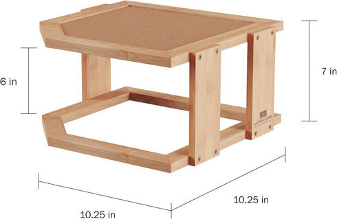 2-Tier Countertop, Bamboo Corner Shelf for Kitchen or Bathroom Cabinet, Cupboard Storage and Organizer, Natural Wood