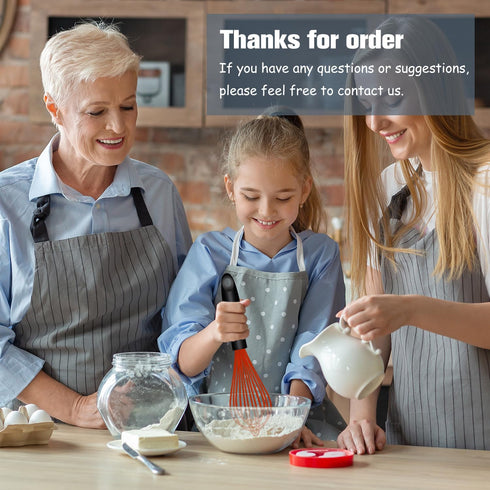 Set of 3 Dishwasher Safe Silicone Whisks - Professional Non-Scratch Kitchen Whisks, Heat Resistant, Red