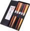 GLAMFIELDS Reusable Chopsticks, 5 Pairs, Japanese Natural Wooden, Hand-Carved, 8.8 Inch/22.5cm Gift Set