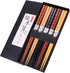 GLAMFIELDS Reusable Chopsticks, 5 Pairs, Japanese Natural Wooden, Hand-Carved, 8.8 Inch/22.5cm Gift Set