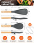 Cooking Spoon and Rice Scooper for Nonstick Cookwares, Great for Cooking and Serving Durable BPA-Free Matte Silicone, Wood Handle Spoon for Mixing, Scoop, and Scrape (Grey)