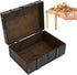 WESE Vintage Wooden Treasure Chest, Handcrafted Jewelry Storage Box with Lock, Large Capacity for Kids' Birthday Party