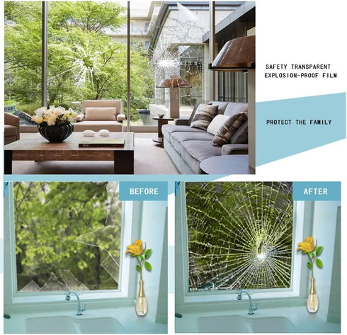 2MIL Clear Safety Window Film UV Blocking Security Window Glass Protection Sticker Self Adhesive Glass Film,17.5Inch x 10Feet by LCFILM