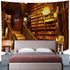 UHOMETAP 93x71 Inches GTQQUH1005 Vintage Library Tapestry, Gothic Bookshelf Books on Bookshelf Children Adults Room