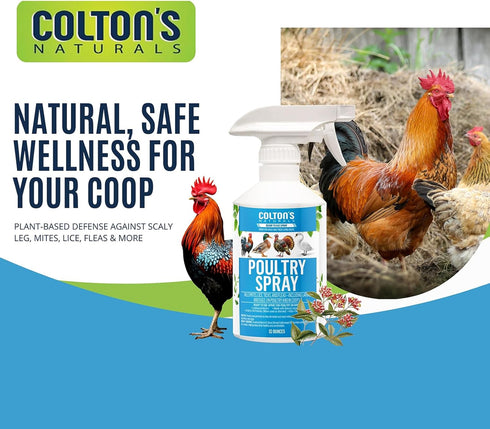 32 oz Coltons Naturals Poultry Spray for Chickens Helps with Mites, Lice, Fleas & Scaly Leg Safe for Coops, Birds