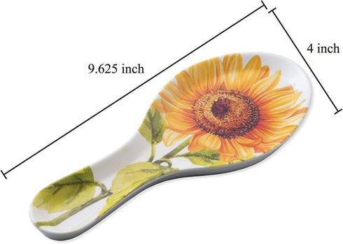 UPware Melamine Spoon Rest Spoon Holder Kitchen Utensil Holders 9.625 Inch for Kitchen Counter Dining Table (Sunflower)