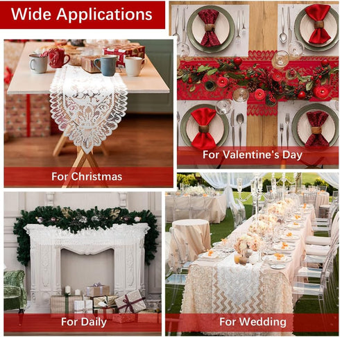 72 Inch Lace Table Runner Long White Christmas Table Runners Farmhouse Boho Table Runer Cotton Woven Table Runner