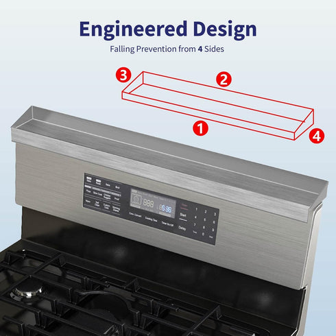 IIIOIIIA Stove Top Non Magnetic Shelf for Kitchen Organization, 30" Spice Rack Over The Stove, Brushed Stainless Silver