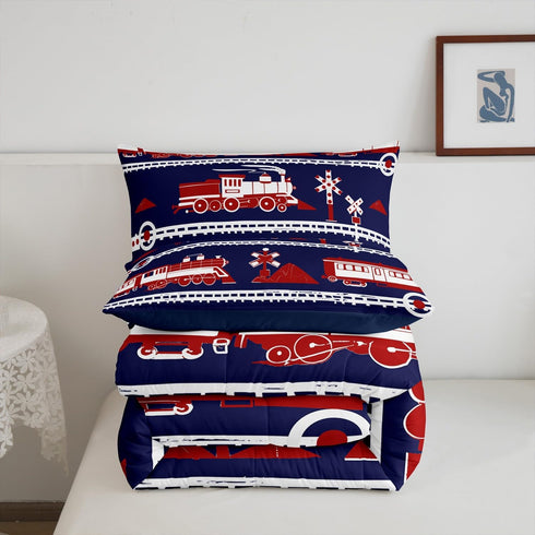 Set Set 2Pcs, Erosebridal Train Comforter Cartoon Car Toddler Bedding, Traffic Transportation Track Comforter for Kids