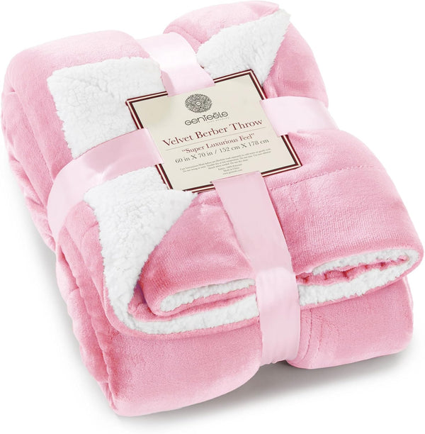 Genteele Sherpa Throw Blanket Super Soft Reversible Ultra Luxurious Plush Blanket, 60