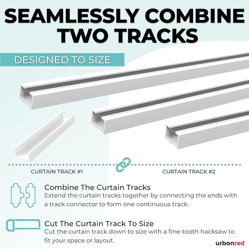UrbanRed Self Adhesive Ceiling Curtain Track, 9.8FT (3m) for Smooth Wall, No Drill, Adhesive Curtain Rod