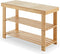 DUMOS Shoe Rack Bench with Storage, 3-Tier Bamboo Entryway Benches, Wooden Shoe