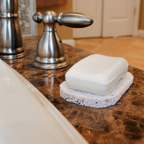 Bar Soap Dish Holder for Shower - Stainless Steel Rust Proof Self-Draining with White Soap Saver Pad